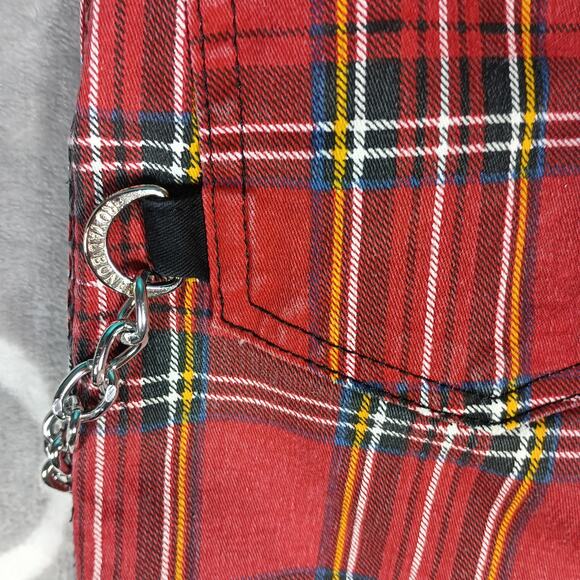 Royal Bones Skirt Womens Small Red Plaid Punk Chain Mini Grunge Gothic Plaid - Picture 6 of 8